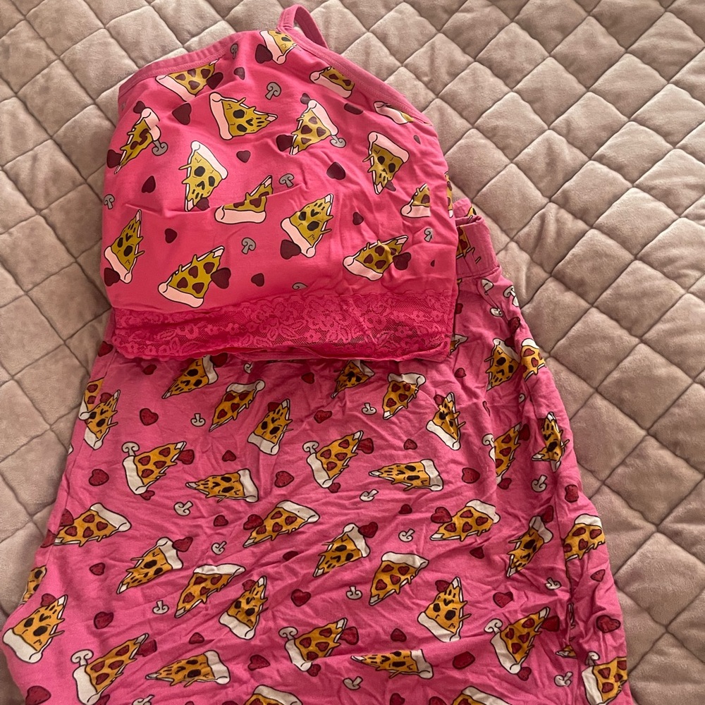 Torrid Pink and Yellow Monkey Print Pajama Set
